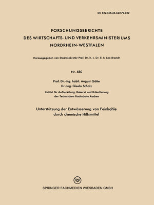 cover image of Unterstützung der Entwässerung von Feinkohle durch chemische Hilfsmittel